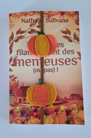 Marque-page d'automne élastique pratique et citrouille en feutrine pour garder vos pages avec style et douceur.